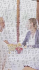 Aufkleber - animation of changing numbers over diverse couple discussing while drinking coffee at cafes
