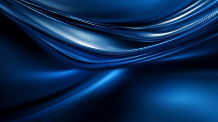 Fototapete - Abstract blue and black fractal waves with blurred dynamic curves background