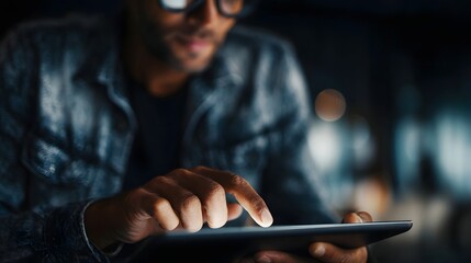 Poster - Student taking a personal finance quiz on a tablet device