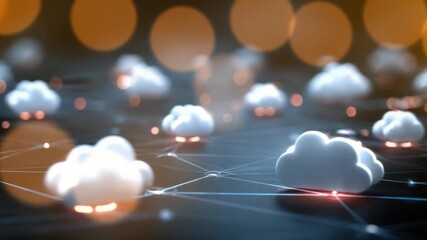 Poster - Cloud network, abstract, blurred bokeh