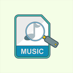 Fototapete - Search Music icon. icon related to design elements. suitable for web site, app, user interfaces,element, printable etc. flat icon style. simple vector design editable