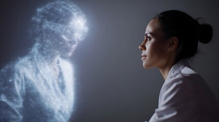 Poster - Virtual doctor providing hologram based healthcare assistance to a patient