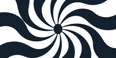 Fototapete - Abstract bold and vibrant background featuring a dynamic spiral burst pattern in vivid black and white.Sunburst background vector illustration pattern beam rays. Blue nougat dessert wallpaper.