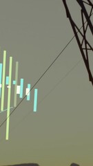 Poster - Financial data chart animation over silhouette of power transmission tower