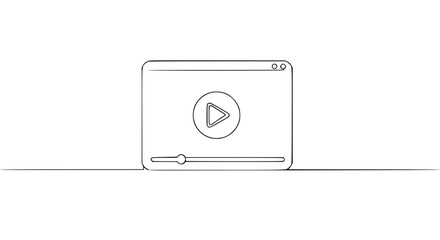 Aufkleber - Video player interface outline illustration on white background Concept of single line outline vector  