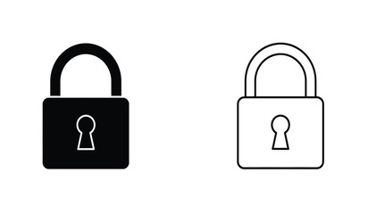 Aufkleber - Padlock Icons Black and Outline Style Security Symbols