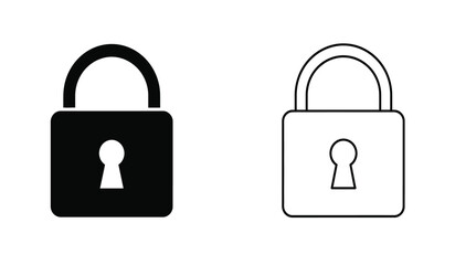 Aufkleber - Padlock Icons Black and Outline Style Security Symbols