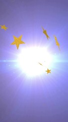 Poster - Golden stars animation on bright light blue background