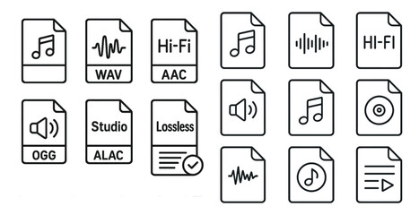 Poster - Collection of icons for music files and folders. The icons include a CD, a folder, a speaker, and a microphone