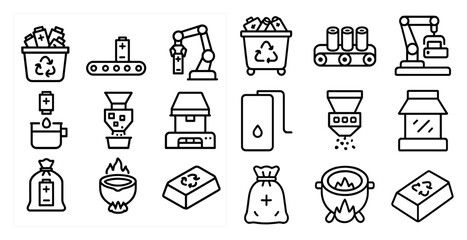 Poster - Series of icons depicting various industrial processes, including a factory, a recycling plant, and a machine