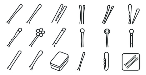 Poster - Collection of hair styling tools including combs, bobby pins, and hair clips. The image is in black and white and has a minimalist feel