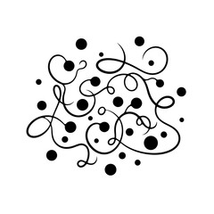 Poster - Abstract design featuring black circles and swirling lines on white space