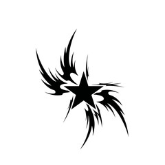 Poster - Black star with tribal flames design on a white background illustration