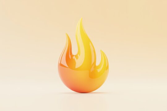 A vibrant 3d rendering of a stylized fire flame icon