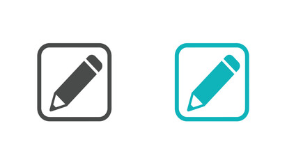 Aufkleber - Edit Icon Set in Gray and Cyan Color Vector Illustration