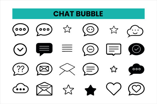  set of outline icons related to chat bubble icon. Linear icon collection. Editable stroke. Vector illustration