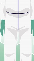 Poster - Animation of doctor wearing face mask and visor icon over digital icons on green background