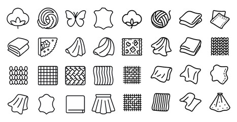 Leinwandbilder - Collection of various fabric and textile items, including a butterfly, a piece of cloth, and a piece of leather