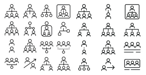 Leinwandbilder - Set of people with a variety of different head shapes and sizes. Some are standing, some are sitting, and some are in motion. The people are arranged in a variety of different positions