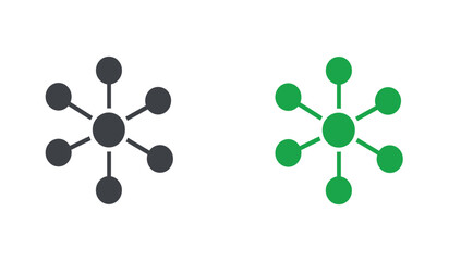 Aufkleber - Black and Green Molecule Icons on White Background Representing Connection