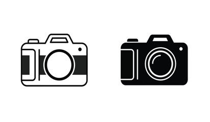 Aufkleber - Two Camera Icons in Black and White Minimalist Style