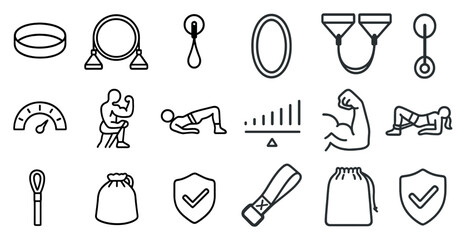 Poster - Collection of fitness icons and symbols, including a stopwatch, a dumbbell, and a yoga mat
