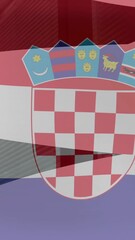 Poster - Waving Croatian flag displaying coat of arms prominently in center with animation