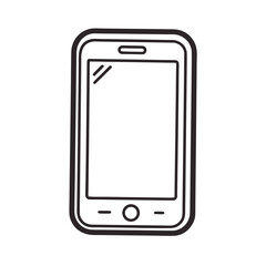 Poster - Modern outline of a smartphone with sleek lines isolated on white background