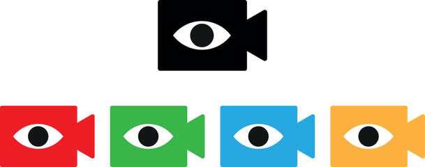Poster - colorful live video icon set in different colors . Vector illustration