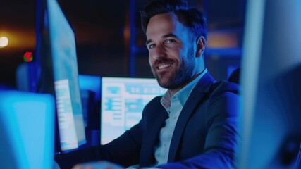 Leinwandbilder - A person sits at a desk with a laptop open, possibly working or browsing