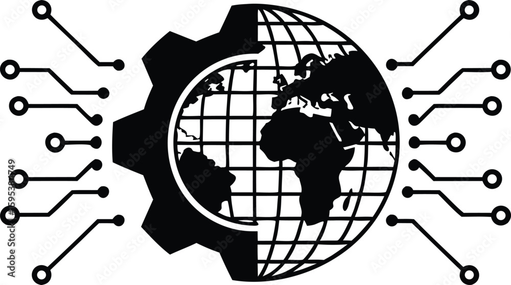 Global technology and engineering represented with circuit board and ...