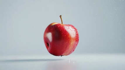 Poster - A single red apple sits on top of a white surface, ready for use in various creative projects
