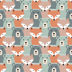  Cute animal pattern design, white isolate background