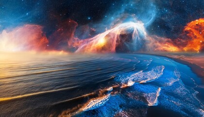 Wall Mural - cosmic nebula celestial fire and ice