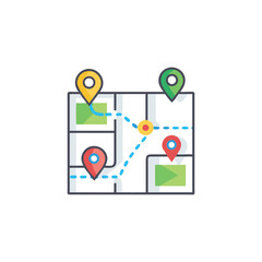 Poster - Map with pins and route