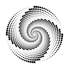 Fototapete - Hypnotic Halftone Spiral Illusion: A Dynamic Vector Graphic with Circular Dots Creating a Swirling Vortex Effect on a Transparent Backdrop for Modern Designs