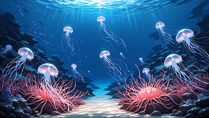 Wall Mural - coral reef with fish