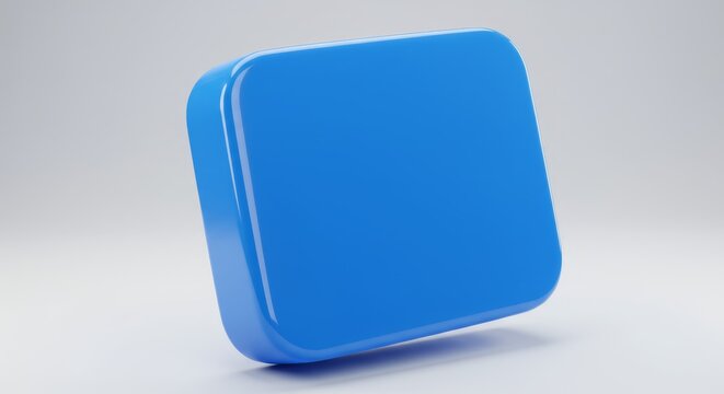 Vibrant Blue Square Button Design - A glossy, vibrant blue square button, symbolizing technology, interaction, interface, communication, and activation.