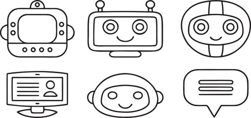 Poster - AI chatbot icons, virtual assistant tools, chat window, AI head, automated reply, voice input option, support bot, response bubble, futuristic tech UI pack