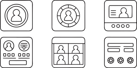 Poster - Digital identity icons, secure user profile set, avatar image, ID verification, account settings menu, profile photo upload, login info field, tech UI visuals