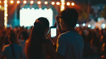 Poster - A couple capturing the moment at a live music event