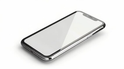 Leinwandbilder - A close-up view of a cell phone on a white surface, ideal for use in technology and electronics-related contexts