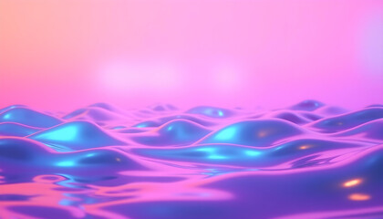 Fototapete - Abstract rendering of liquid-like forms with gradients of pink and blue hues.