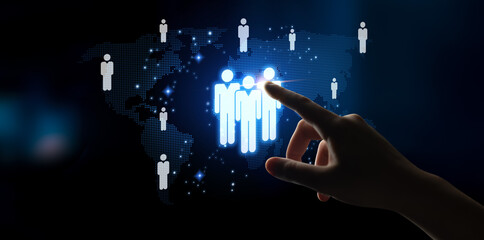 Poster - Global human network and workforce distribution highlight human, network, and global presence through digital connection and team coordination Latch