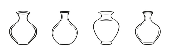 Poster - Line Art Vase Collection Set. Minimalist Home Decor And Design Elements. Isolated Vector Illustration
