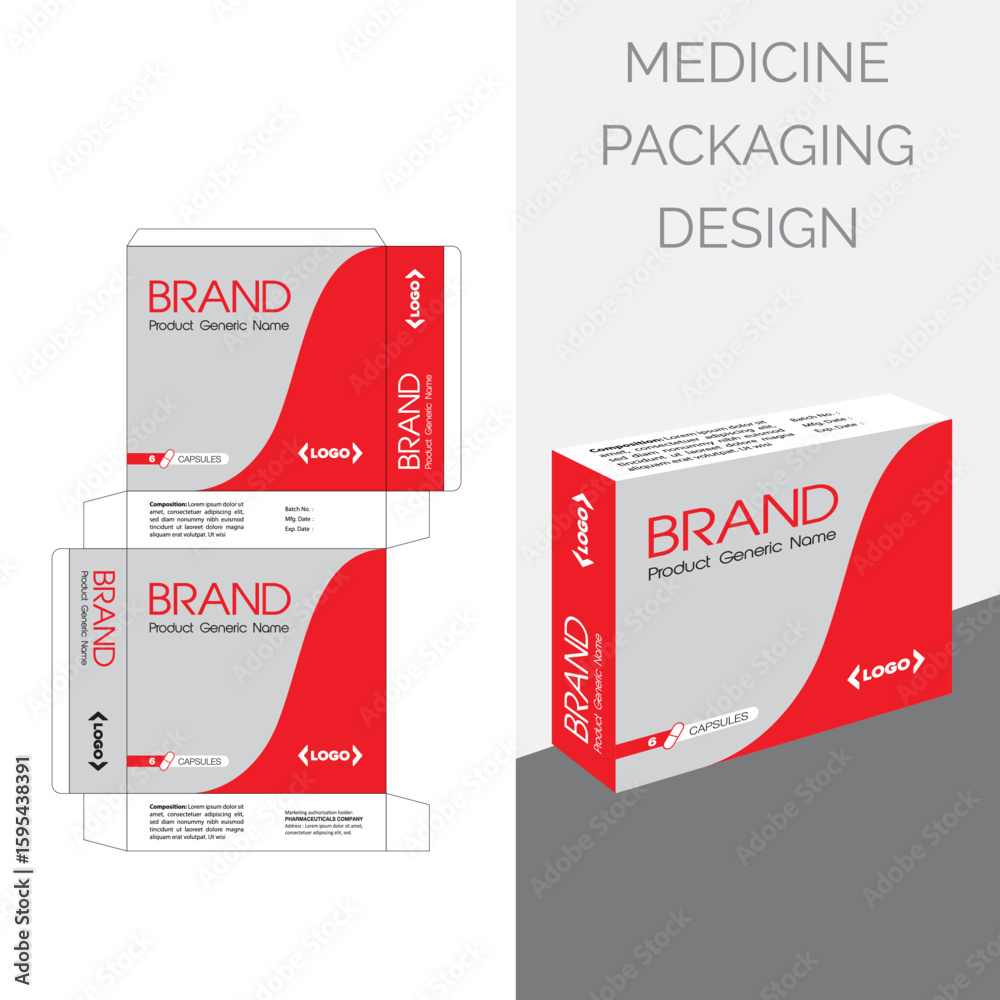 Capsules box packaging design for Medicine Stock Vector | Adobe Stock