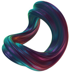 Aufkleber - Twisted - Abstract 3D rendering of twisted shapes with vibrant turquoise, magenta, and purple colors on dark backgrounds for futuristic digital art, creative design, and dynamic motion graphics