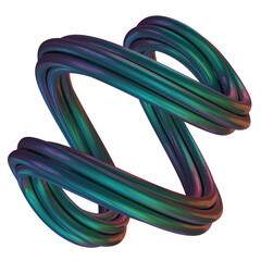 Aufkleber - Twisted - Abstract 3D rendering of twisted shapes with vibrant turquoise, magenta, and purple colors on dark backgrounds for futuristic digital art, creative design, and dynamic motion graphics