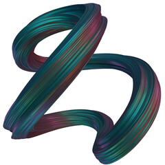 Aufkleber - Twisted - Abstract 3D rendering of twisted shapes with vibrant turquoise, magenta, and purple colors on dark backgrounds for futuristic digital art, creative design, and dynamic motion graphics