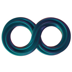 Aufkleber - Twisted - Abstract 3D rendering of twisted shapes with vibrant turquoise, magenta, and purple colors on dark backgrounds for futuristic digital art, creative design, and dynamic motion graphics